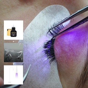 UV Systém - výhodný set - lepidlo, bílá UV lampa a brýle